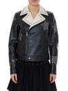 SAINT LAURENT BLACK LEATHER BIKER JACKET EMBROIDERED WITH STUDS,10831521