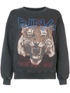 Anine Bing Tiger Graphic-print Cotton-jersey Sweatshirt In Black