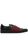 GIVENCHY GIVENCHY BLACK AND RED URBAN STREET 4G STRAP LEATHER SNEAKERS - 黑色