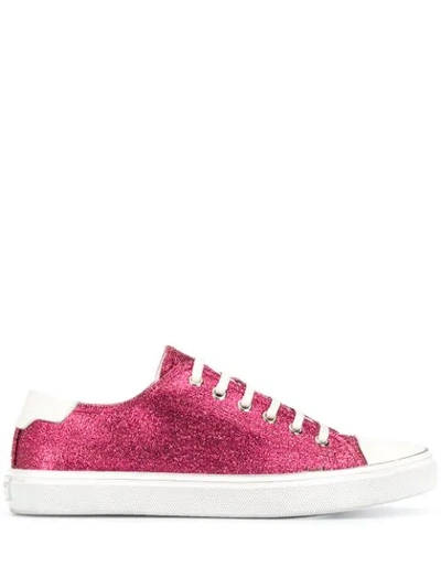 Saint Laurent Glittery Sneakers In Rose/blanc Optique