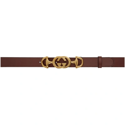 Gucci Quilted Leather Belt W/ Interlocking G Horsebit Buckle In Red