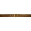 SAINT LAURENT SAINT LAURENT TAN AND GOLD SUEDE SQUARE MONOGRAMME BELT