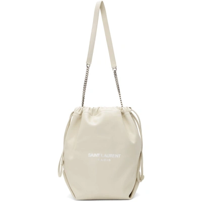 Saint Laurent Teddy Leather Bucket Bag - Ivory In White