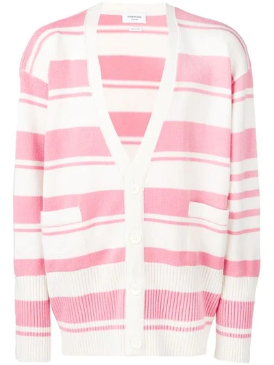 Thom Browne Striped Oversized Cardigan - 粉色 In Pink