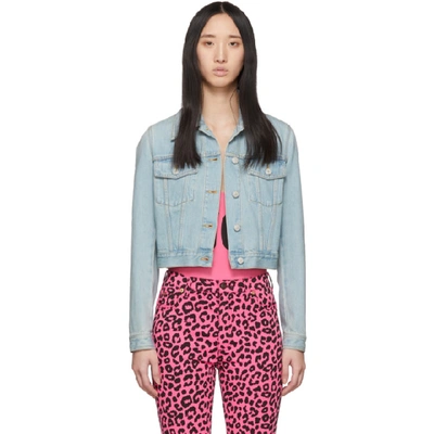 Gucci Cropped Appliquéd Denim Jacket In 4493 Blue