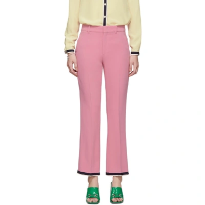 Gucci Lightweight Viscose Stretch Cady Boot-cut Pants In Pink