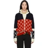 GUCCI GUCCI NAVY AND RED GG ZIP-UP SWEATER