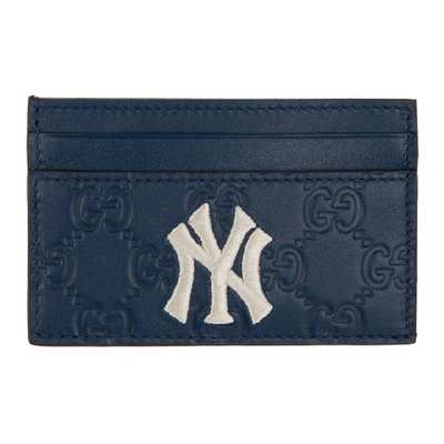 Gucci Card Case With Ny Yankees&trade; Patch In 4769 Navy