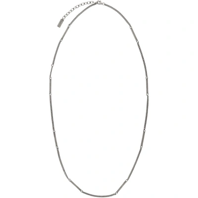 Saint Laurent Silver Oxide Tube Necklace