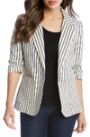 Karen Kane Ruched Sleeve Blazer In Stripe