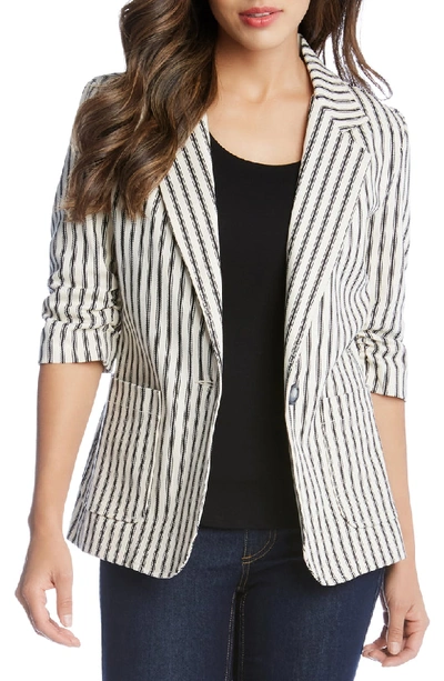 Karen Kane Striped Ruched-sleeve Jacket