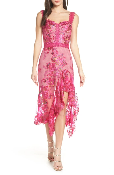 Bronx And Banco Eva Lace Cocktail Dress In Fuchsia