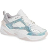 Nike M2k Tekno Leather, Mesh And Satin Sneakers In Summit White/ Barely Rose