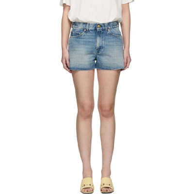 Gucci Denim Shorts With Patches In Blue