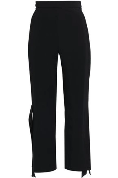 Cushnie Et Ochs Woman Tie-detailed Stretch-crepe Bootcut Trousers Black