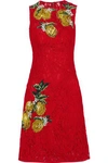 DOLCE & GABBANA DOLCE & GABBANA WOMAN SEQUIN-EMBELLISHED CORDED LACE DRESS RED,3074457345619951834