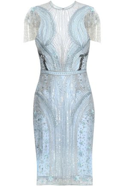 Zuhair Murad Woman Embellished Embroidered Silk-blend Tulle Mini Dress Sky Blue
