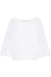 OSCAR DE LA RENTA OSCAR DE LA RENTA WOMAN TULLE-TRIMMED WOOL AND SILK-BLEND SWEATER IVORY,3074457345620080674