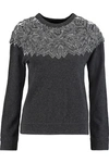 VALENTINO VALENTINO WOMAN EMBELLISHED WOOL AND CASHMERE-BLEND SWEATER CHARCOAL,3074457345620288128