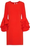 MILLY MILLY WOMAN JUNE RUFFLED CADY MINI DRESS TOMATO RED,3074457345620050263