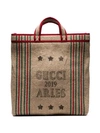 GUCCI beige Juta Arles print straw tote bag