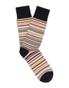 Paul Smith Multicolored Fine Striped Socks In Black