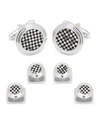 Cufflinks, Inc Checkered Onyx Mother-of-pearl Cuff Links Studs Set In Black