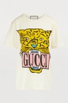 Gucci Oversize Cotton T-shirt With Tiger In Multicolor