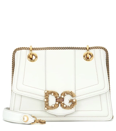 Dolce & Gabbana Dg Amore Leather Shoulder Bag In White