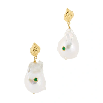 Anni Lu Baroque Pearl Shell Earrings - Turquoise