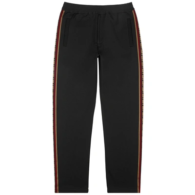 Fendi Logo Jacquard-trimmed Tech-jersey Sweatpants In Black