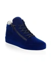 Giuseppe Zanotti Velvet Spray High-top Sneakers In Petrolio