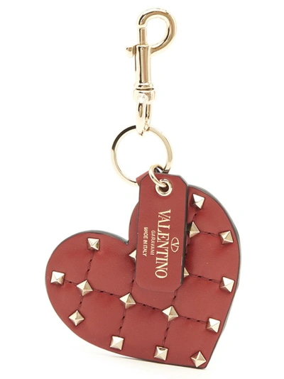 Valentino Garavani Rockstud Spike Heart Keyring In Red