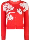 OSCAR DE LA RENTA FLORAL EMBROIDERY KNITTED CARDIGAN