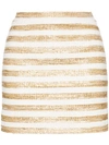 Alessandra Rich High-rise Striped Tweed Mini Skirt In 822 White/gold