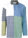 JW ANDERSON JW ANDERSON STRIPED PATCHWORK RUGBY POLO TOP - 蓝色