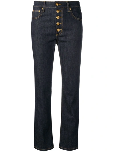 Tory Burch High-waisted Cropped Jeans In Blue