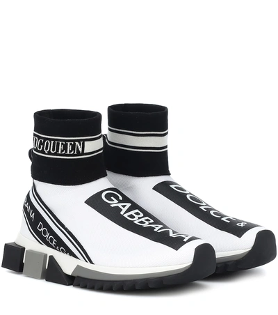 Dolce & Gabbana 30mm Sorrento Logo Sock Sneakers In Black