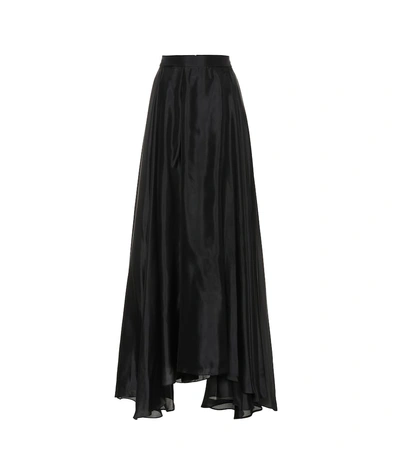 Prada Asymmetric-hem Silk-habotai Maxi Skirt In Black
