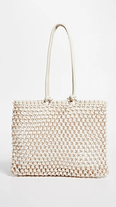 Clare V Sandy Tote In Natural/ Green Bon Vivant
