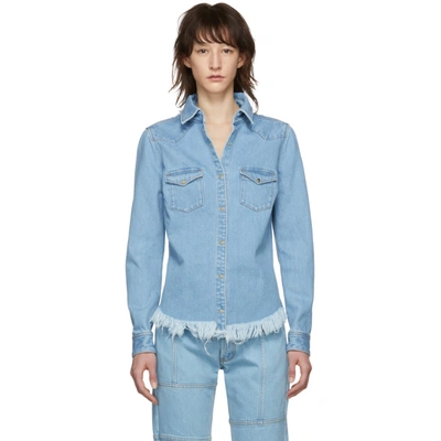 Marques' Almeida Marques Almeida Blue Denim Fitted Cowboy Shirt In Light Blue