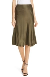 Nili Lotan Lane Silk Skirt In Army Green