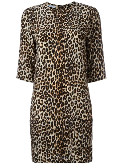 Equipment Aubrey Leopard-print Silk Mini Dress In Brown