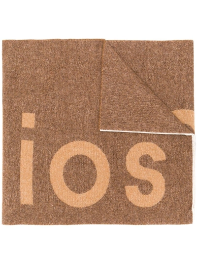 Acne Studios Toronty Logo Scarf In Brown