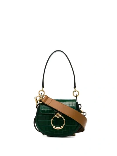 Chloé Jade Green Tess Small Croc Print Leather Shoulder Bag - 绿色 In Green
