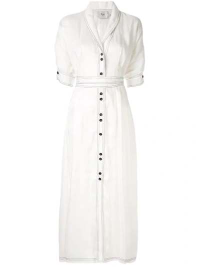 Aje Hudson Contrast Stitch Dress In White