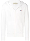 Maison Kitsuné Tricolor Fox Patch Zipped Hoodie In White