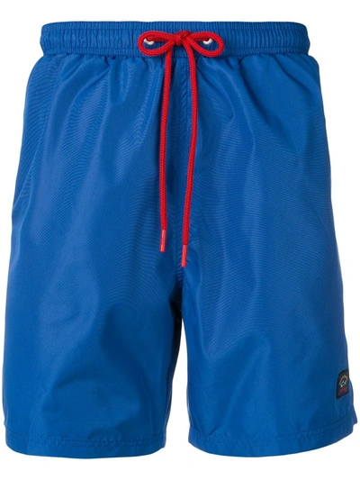 Paul & Shark Contrast Drawstring Swim Shorts - 蓝色 In Blue