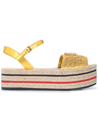 Gucci Lilibeth Platform Espadrille Sandals In Neutrals