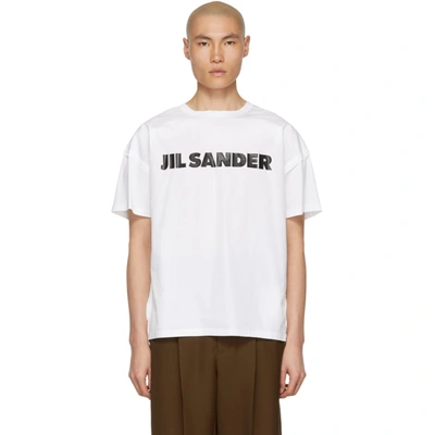 Jil Sander Logo T-shirt By . The Brand Presents A Minimalist Style That Is Appreciated Wor In Porcelain